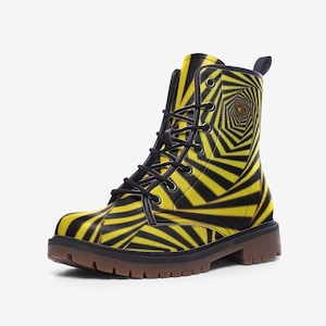 Yellow Infinity Vegan Faux Leather Lightweight Unisex Boots