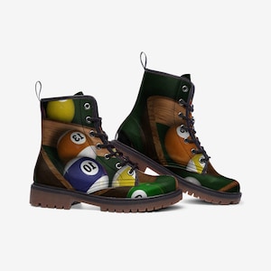 8 Ball Pool Billiards Vegan Faux Leather Lightweight Unisex Boots