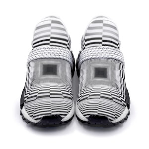 Psychedelic Black And White Unisex Lightweight Sneakers, Trainers, Casual Athletic Shoes