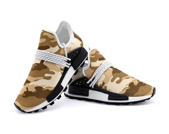 Brown Camouflage Unisex Lightweight Sneakers, Trainers, Casual Athletic Shoes