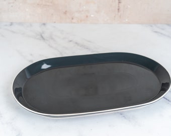 Gray Ceramic Oval Serving Plate-Food Photograph Props