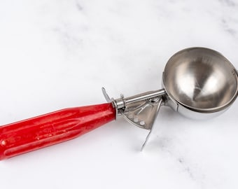 Vintage Rustic Antique Tarnished Metal with Plastic Handel Ice Cream Scoop-Food Photography Props