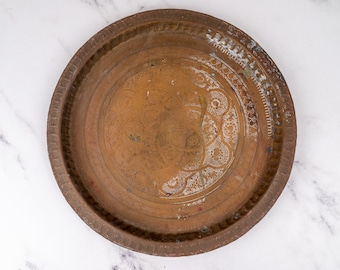 Large Copper Metal Vintage and Weathered Plate Serving Tray-Food Photography Props Food Styling Prop Styling