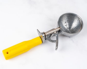 Vintage Rustic Antique Tarnished Metal with Plastic Handel Ice Cream Scoop-Food Photography Props