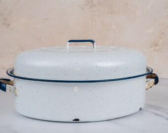 large enamel roasting pan with lid