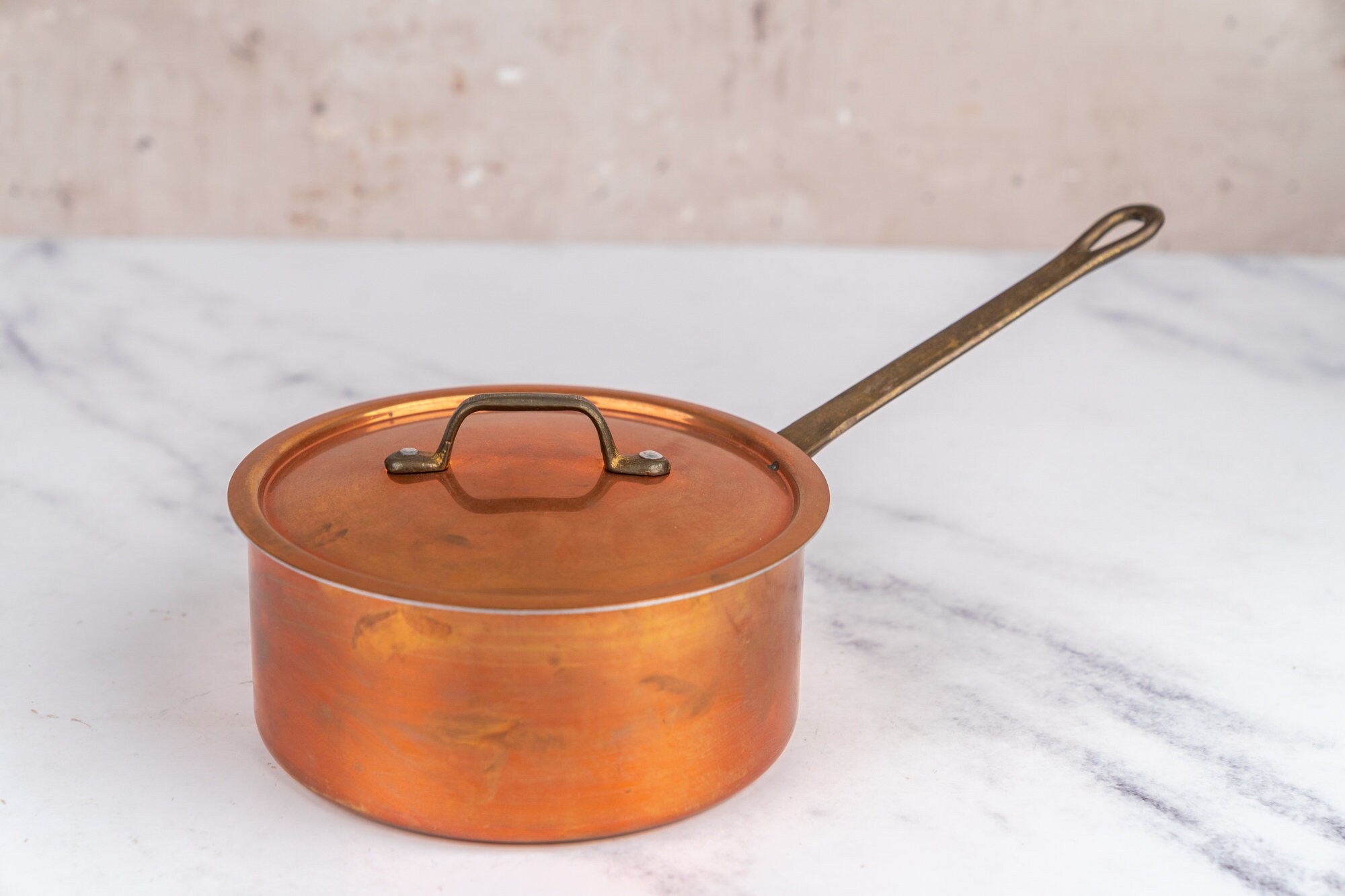 Cookware Copper Vintage and Tarnished Sauce PotFood Photography Prop Pots & Pans Kitchen