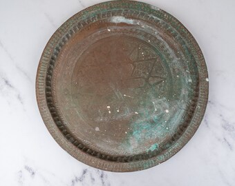 Large Copper Metal Vintage and Weathered Plate Serving Tray-Food Photography Props Food Styling Prop Styling