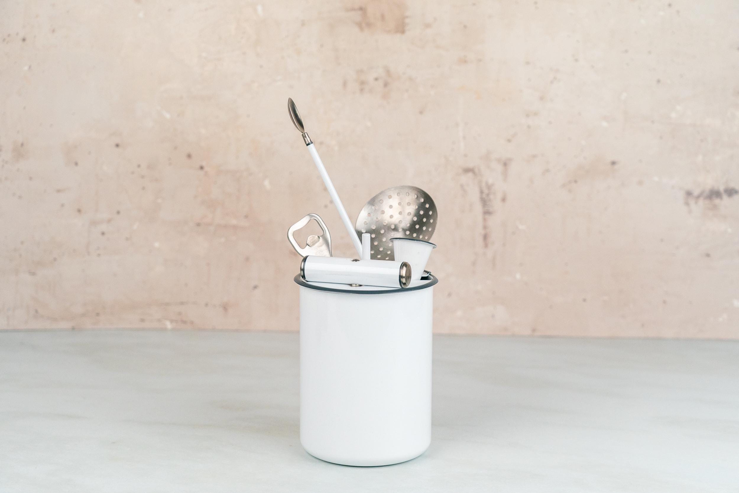 Elegant White Enamel Bar Set