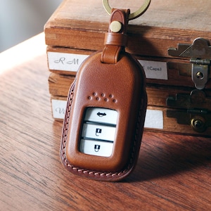 Honda Key Fob Cover, Personalized Italian Leather Case & Keychain