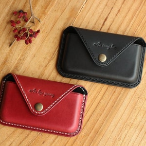 Cartera de cuero personalizada para tarjetas de crédito, tarjetero de cuero, tarjetero de cuero, tarjetero de visita, tarjetero de cuero imagen 2