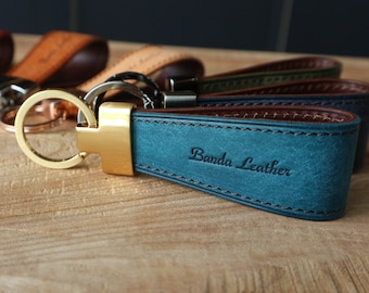 Personalized leather keyring, leather keychains, leather Initial Keychain, car keyring - Unique Individual Keyring - Thoughtful Special Gift