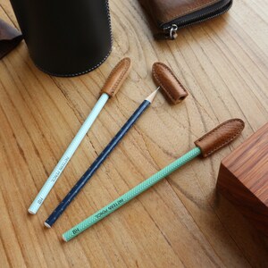 Genuine Leather Pencil Cap, Pack of 3pcs, mini Scissors cap, cover, leather pencil case, Pencil protector, Scissors protector Pencil Holder image 7