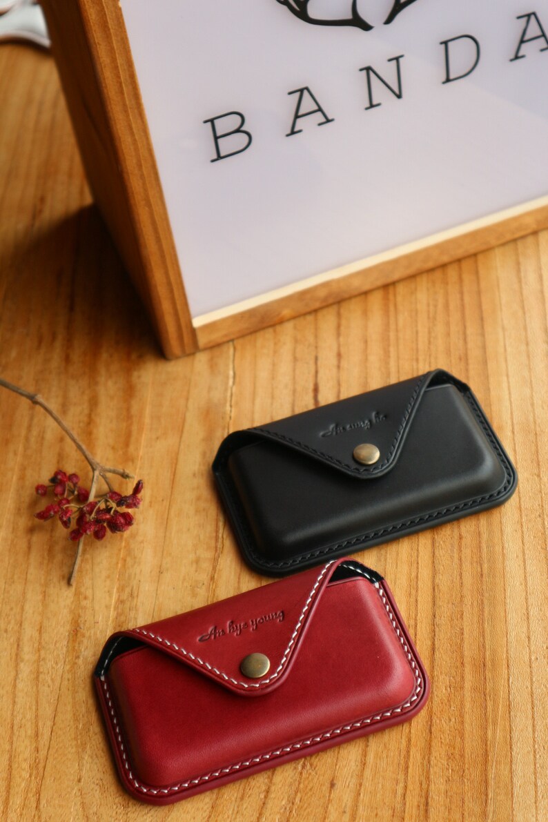 Cartera de cuero personalizada para tarjetas de crédito, tarjetero de cuero, tarjetero de cuero, tarjetero de visita, tarjetero de cuero imagen 3