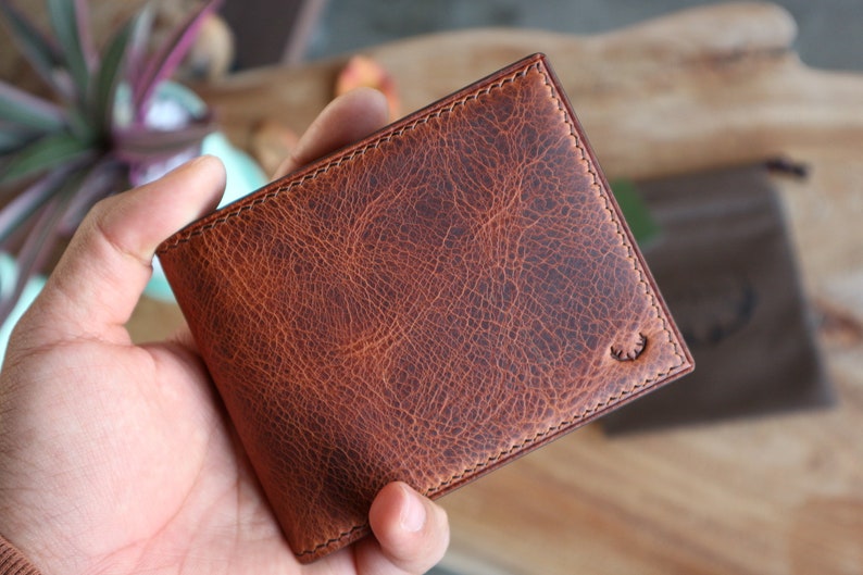 Cartera de cuero, cartera de cuero de diseño único, cartera para hombre, cartera para regalo de hombre, cartera imagen 1