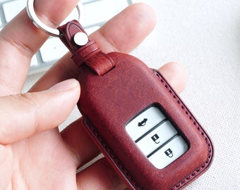 Handmade HONDA Car key Case, Leather Car Key Fob cover, kechain, Remote Key Case, Leather Case, personalized, HONDA car accessories, gifts