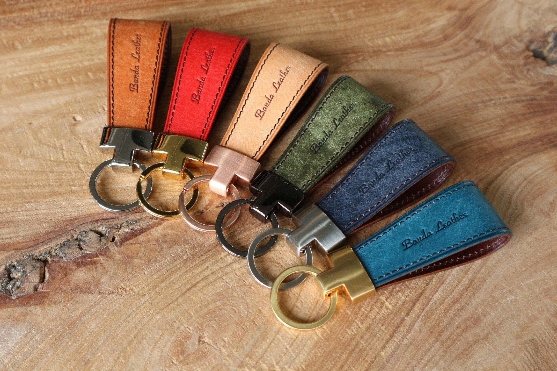 Initial leather keyring sale