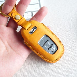 Premium Leather key fob cover case fit for Audi AX7 remote key, 21