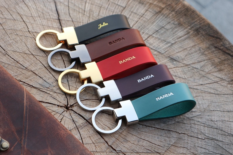 Personalized leather keychain, message leather keyring, key or car keyring, mother father gift keychain Gift, Custom Initial Keyring image 3