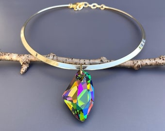Rare Vitrail Medium Swarovski Choker: Gold-Plated Statement Necklace