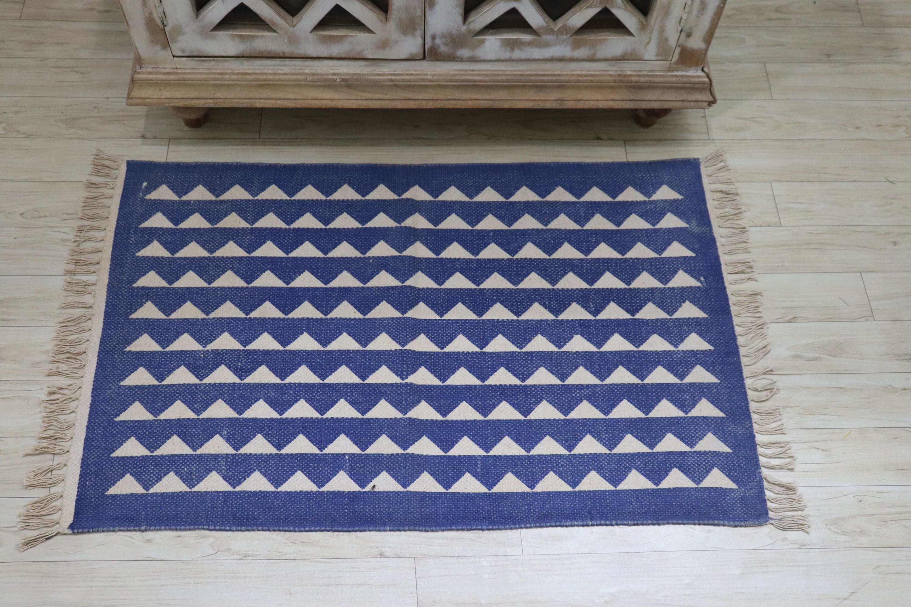 2x3 feet Handmade Rag Rug blue White Chindi Rug Dhurrie Etsy