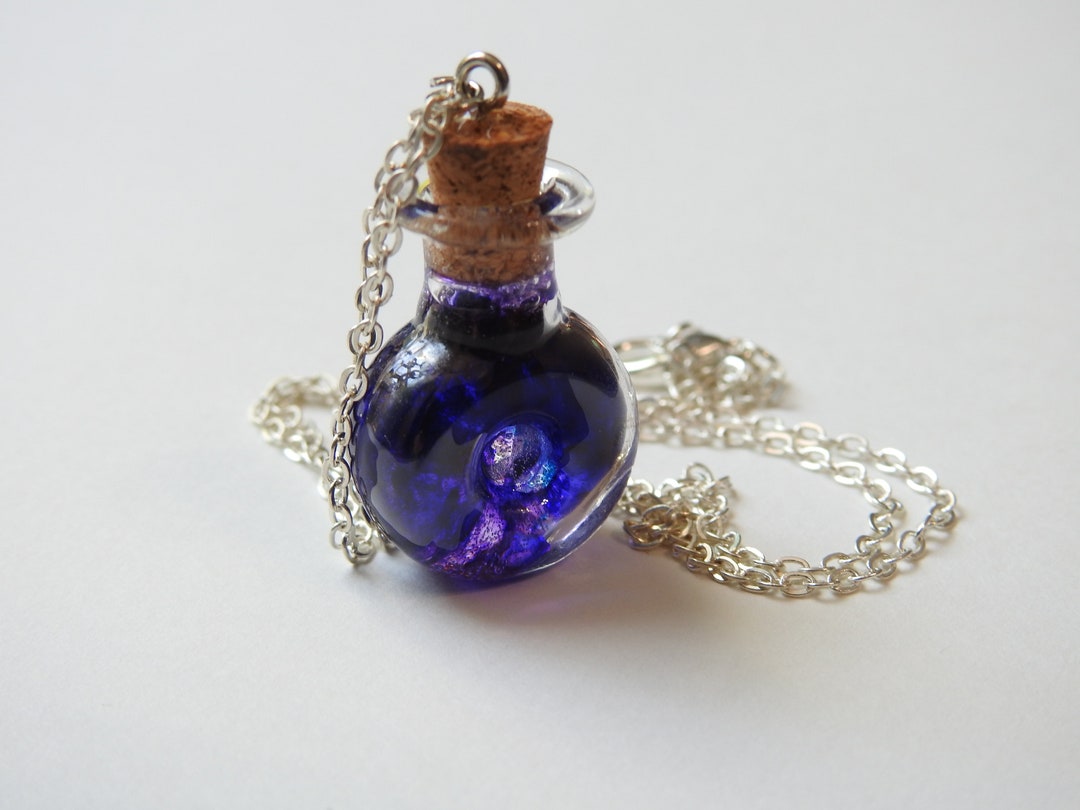 Blue Swirled Resin Potion Bottle Pendants Etsy