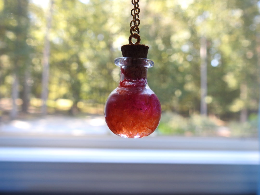 Red Swirled Resin Potion Bottle Pendants Etsy
