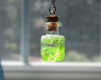 Green Resin Potion Bottle Pendant