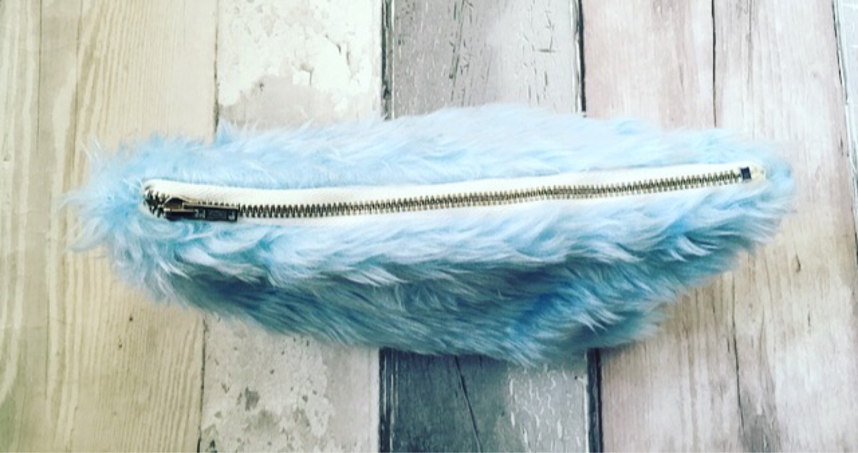 Fluffy pencil case ice blue pencil case Etsy