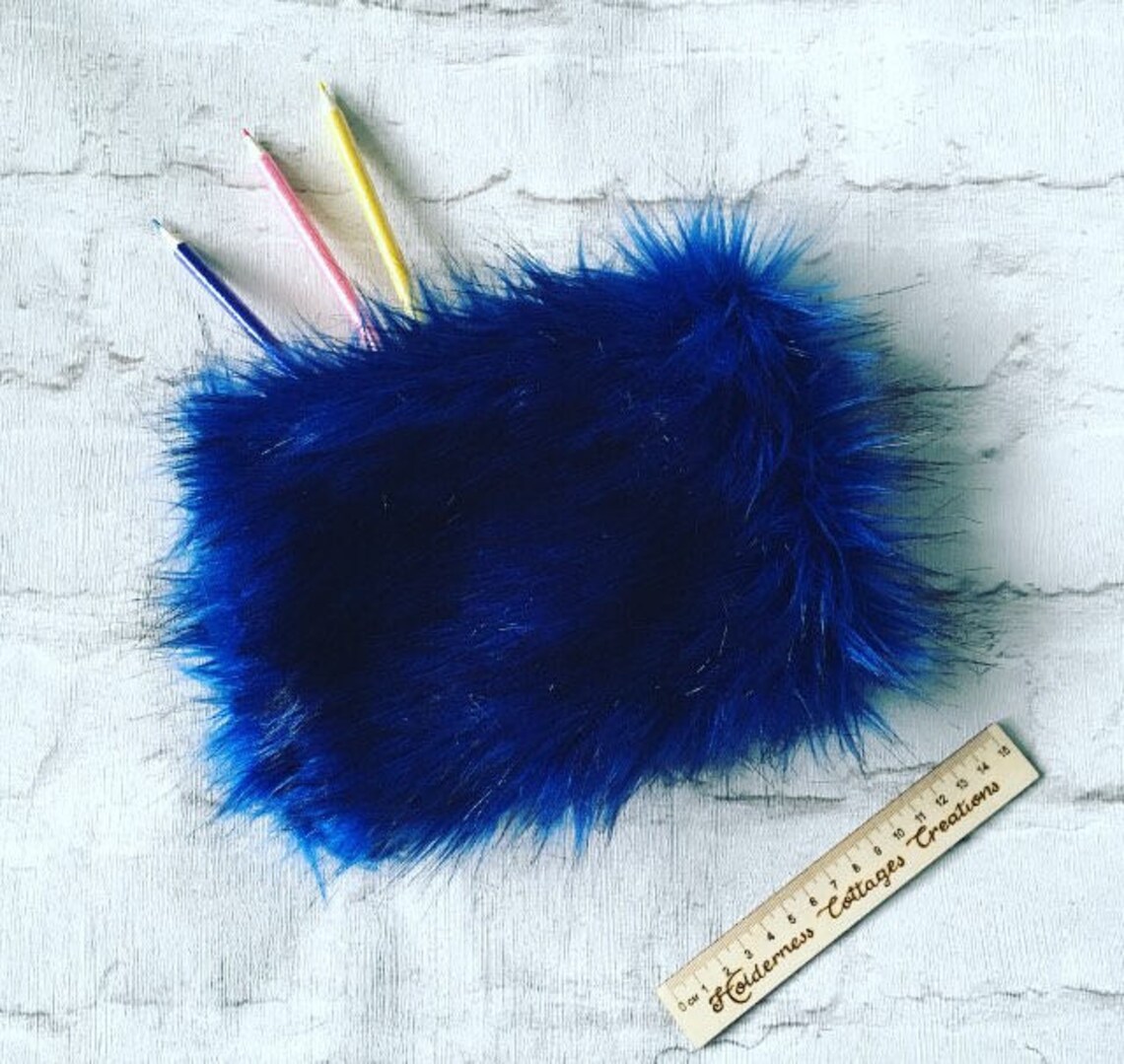 Fluffy pencil case blue pencil case Etsy