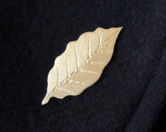 Broche en laiton faite à la main en forme de feuille de laurier, épingle à revers pour les amoureux de la Nature, cadeau de noël