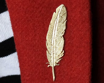 Handmade Brass Feather Brooch Pin Lapel Pin Christmas Gift