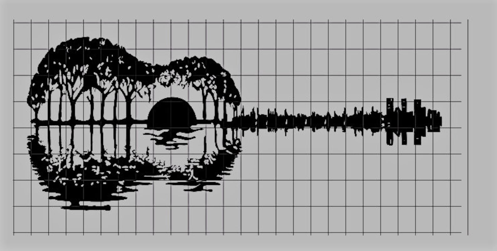 DXF ready to cut Guitar Sunset File Etsy
