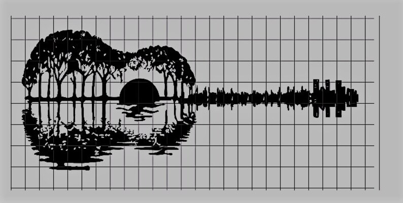 DXF ready to cut Guitar Sunset File Etsy