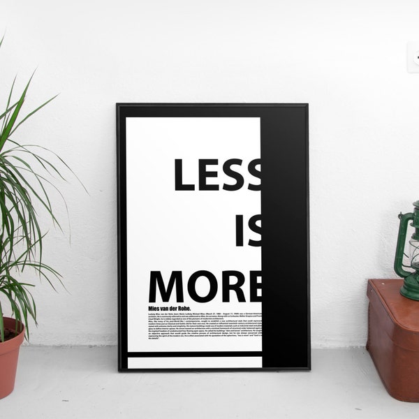 Poster quote poster quote graphic design architecture illustration Mies van der Rohe Less is More S01