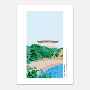 Minimalist Niteroi Museum Art Print - Oscar Niemeyer Illustration - Modern Art Decor