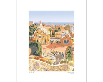 Ilustración de Barcelona - Póster clásico en papel mate