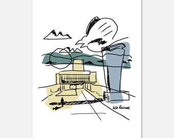 Póster de bellas artes: Proyecto Cité Radieuse inspirado en Le Corbusier - Impresión Giclée vibrante