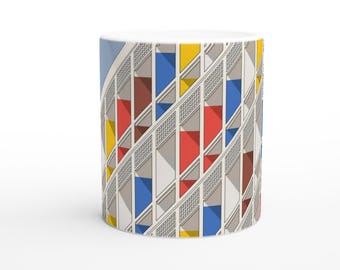 Taza Radiant City - Taza de café de cerámica inspirada en Le Corbusier - Diseño arquitectónico moderno