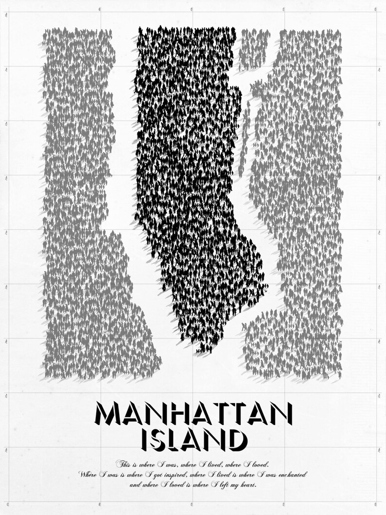 Affiche poster graphic design City travel retro illustration map Manhattan image 3