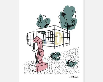 Póster de bellas artes: Proyecto Esprit Nouveau inspirado en Le Corbusier - Impresión Giclée vibrante