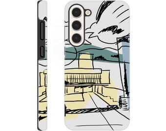 Funda Samsung resistente diseño gráfico arquitectura ilustración minimalista Fachada Cité Radieuse Le Corbusier