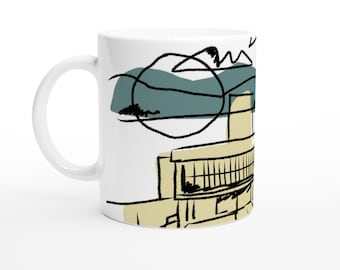 Taza Radiant City de Le Corbusier - Diseño de boceto - Cerámica moderna de 325 ml