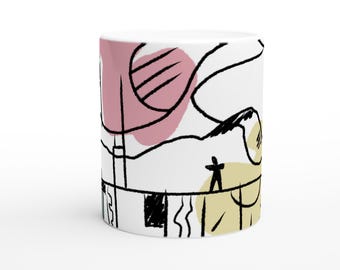 Taza de Le Corbusier de Chandigarh - Diseño de boceto - Cerámica moderna de 325 ml