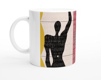 Taza inspirada en el Modulor de Le Corbusier - Elegante cerámica blanca - Regalo para arquitectos