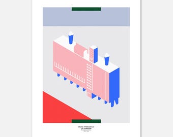 Cartel diseño gráfico arquitectura ilustración minimalista Le Corbusier Unité d'Habitation Marseille