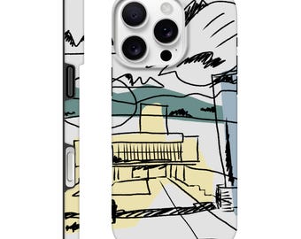 Funda duradera para iPhone diseño gráfico arquitectura ilustración minimalista Fachada Cité Radieuse Le Corbusier