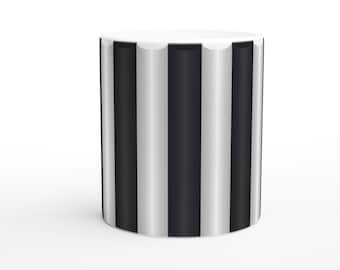 Taza de arte inspirada en las columnas de Buren - Diseño francés, París, cerámica, 325 ml