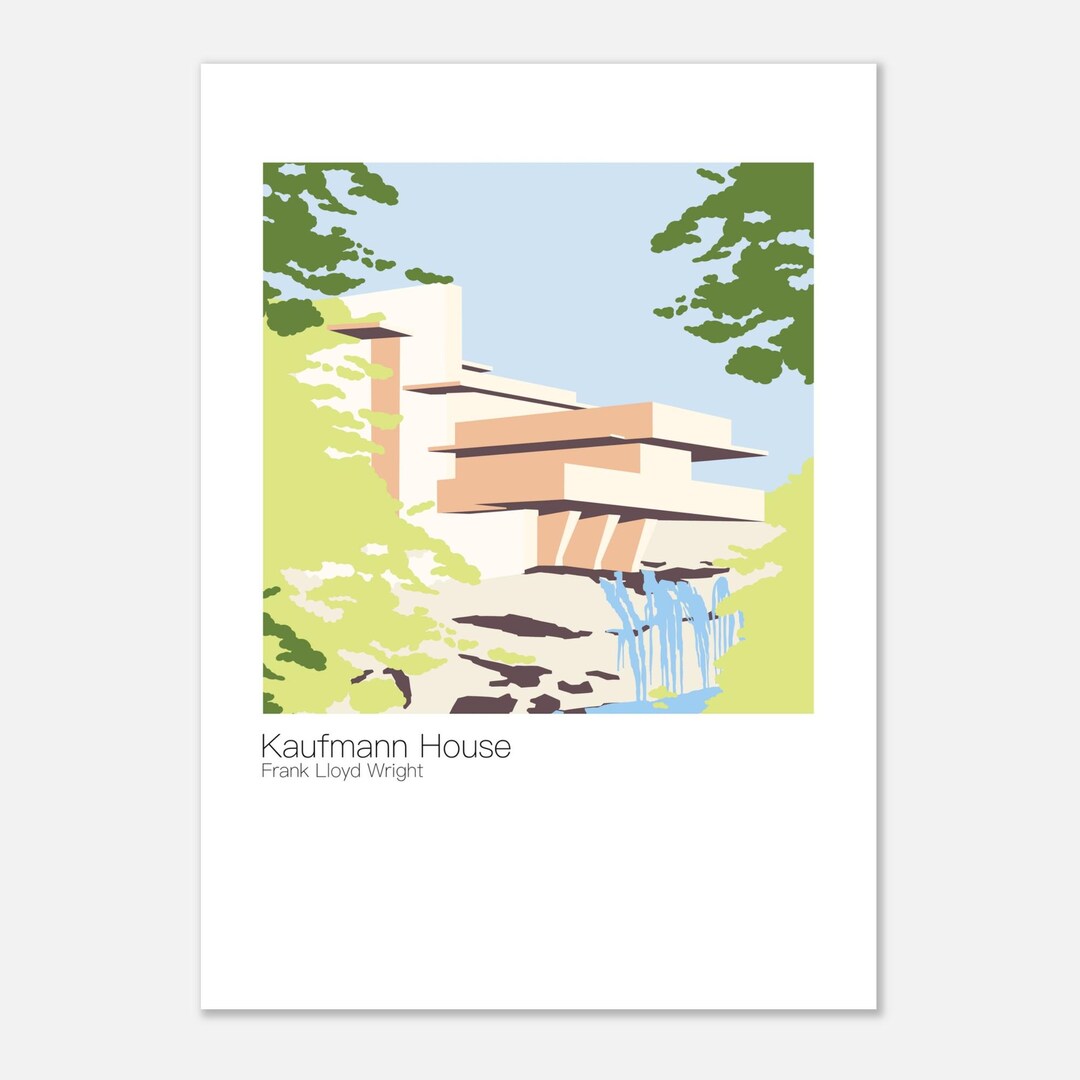 Minimalist Fine Art Print: Fallingwater by Frank Lloyd Wright ...