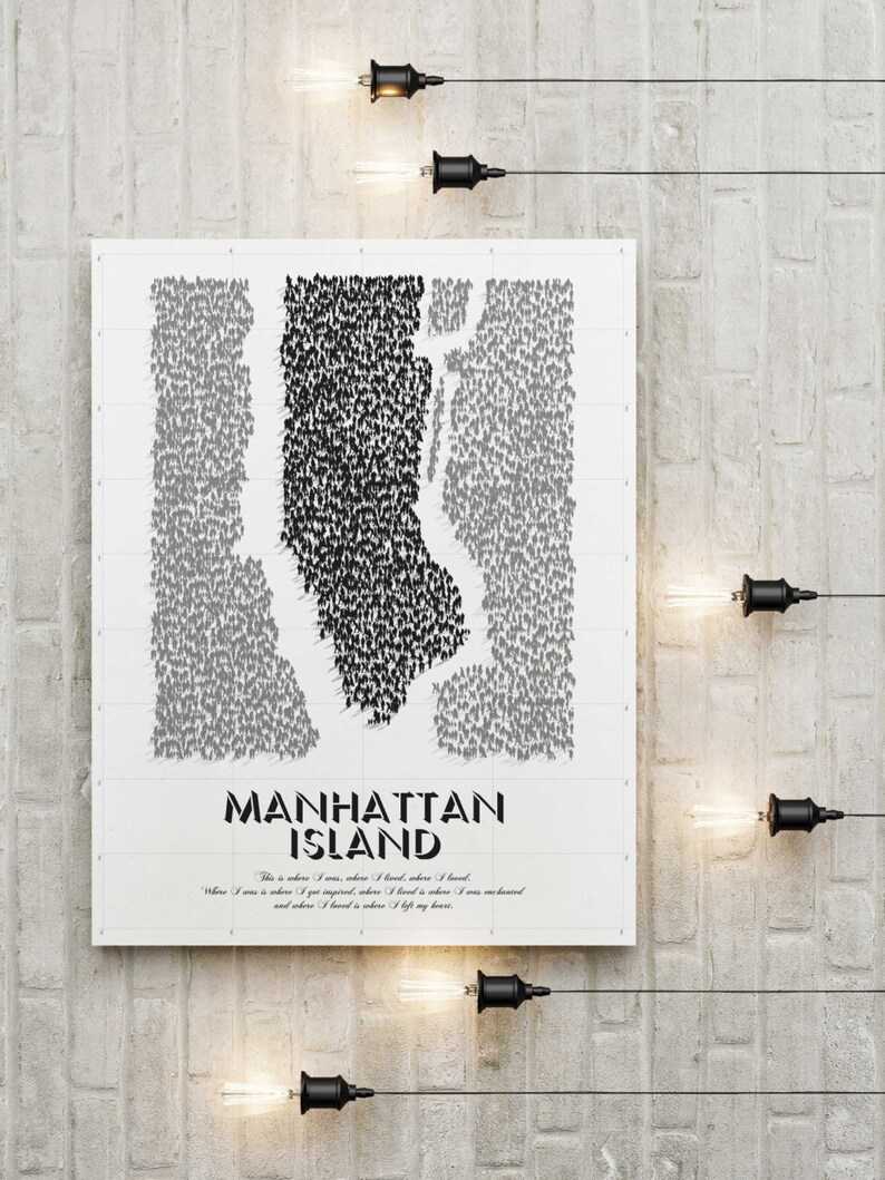 Affiche poster graphic design City travel retro illustration map Manhattan image 1