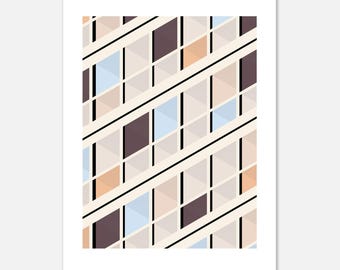 Cartel diseño gráfico arquitectura ilustración minimalista Fachada Cité Radieuse Le Corbusier
